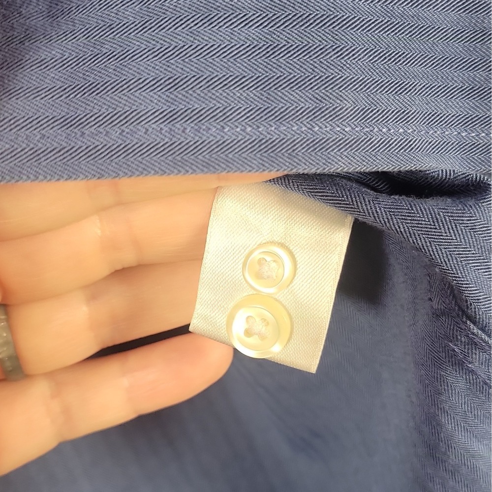 Roundtree & Yorke Easy Care Traditional Fit Blue Herringbone Dress Shirt LT - Picture 7 of 14